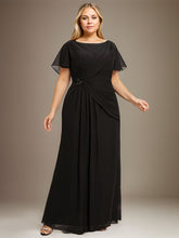A-line Scoop Ankle-Length Chiffon Mother of the Bride Dress With Beading Pleated